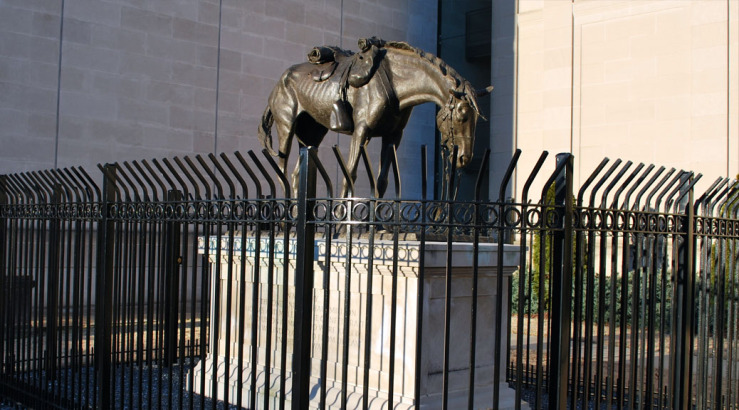 Civil War Horse Monument. The War Horse. At the Virginia Historical Society on The Boulevard, Richmond, Va. Created by Tessa Pullan.